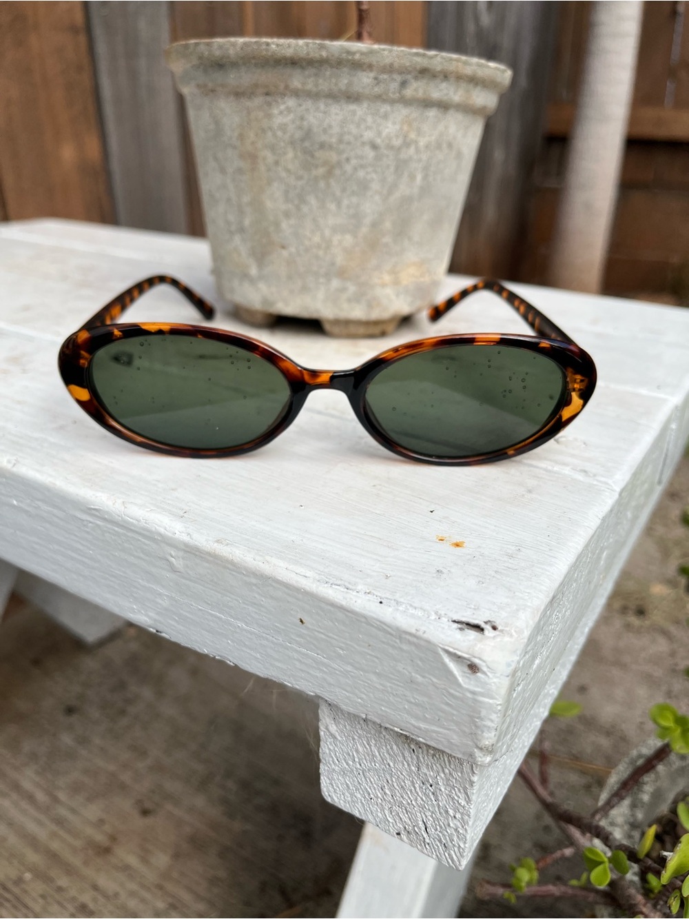 Tortoiseshell Oval Women’s Sunglasses - Brown Frames with Green Lenses
